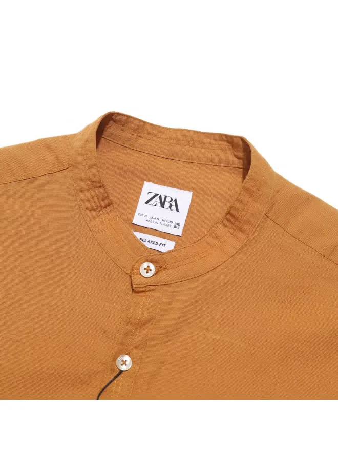 Zara Рубашка с круглым вырезом, хаки — фото 4