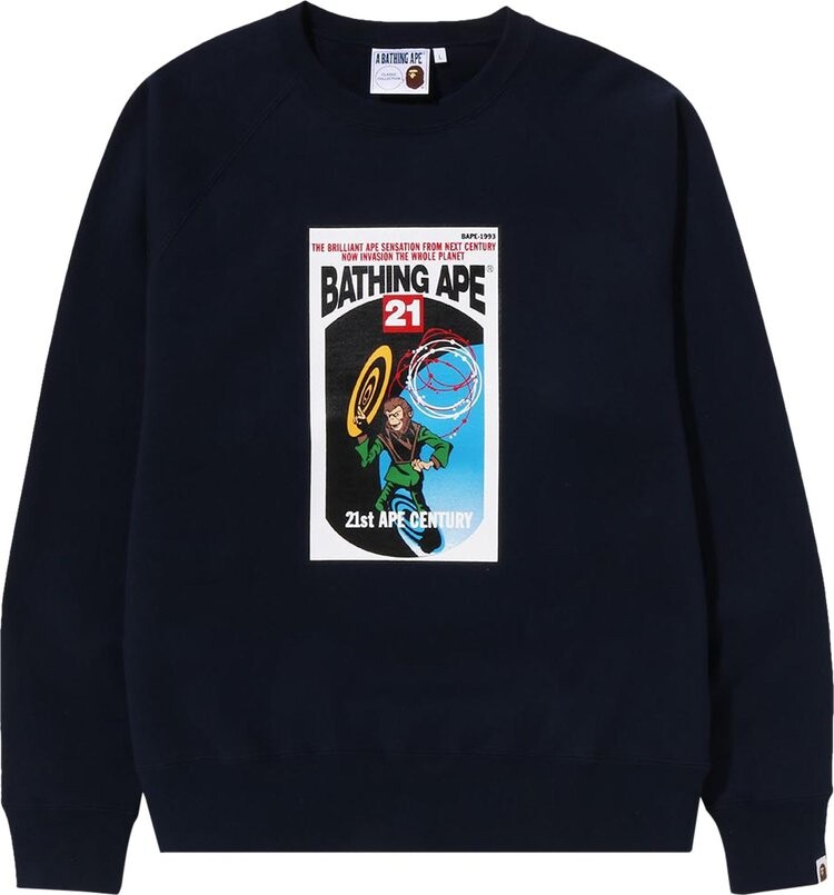 

Толстовка BAPE Bathing Ape Relaxed Fit Crewneck 'Navy', синий
