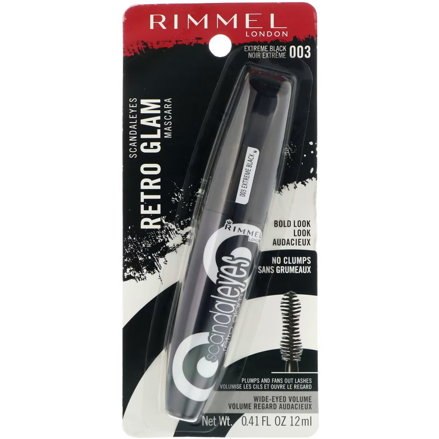 Тушь для ресниц Rimmel London Scandaleyes Retro Glam 003 угольно-черный, 12 мл — фото 3