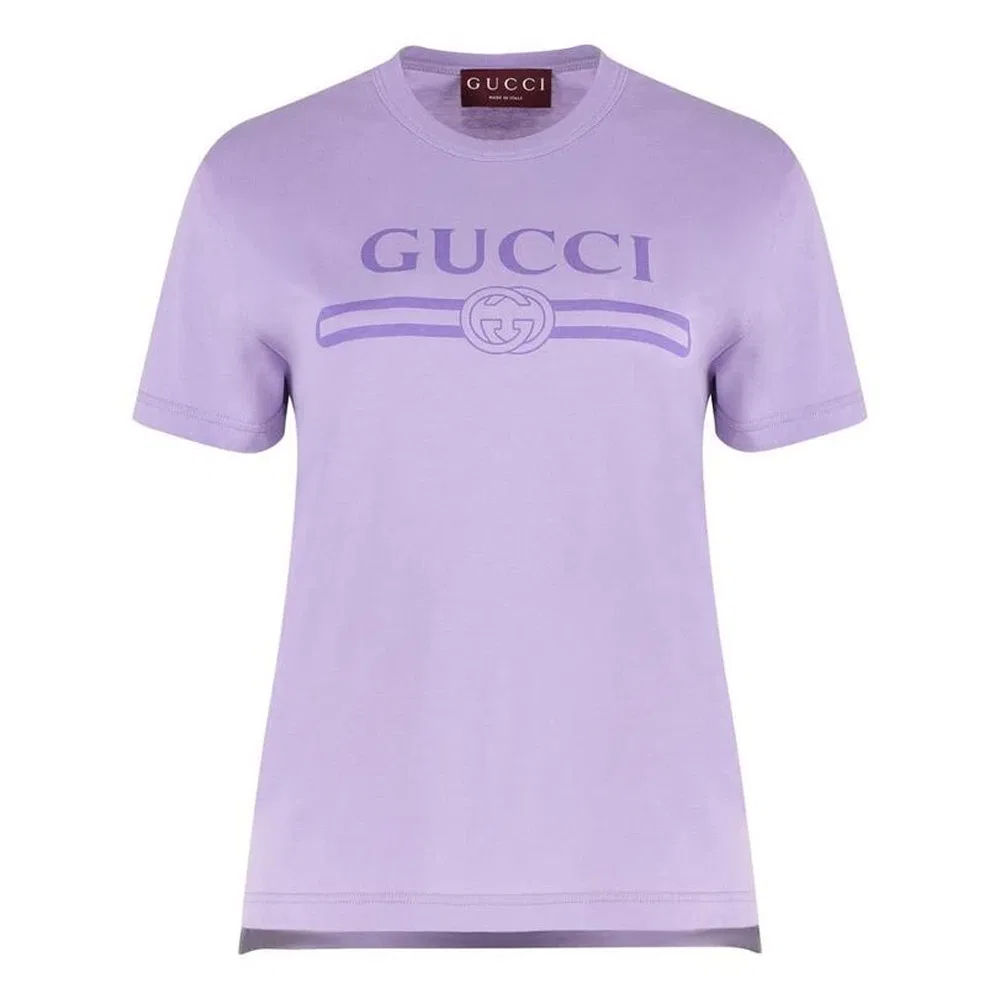 Женская футболка с принтом Gucci Logo Printed Jersey, GUCCI, Light Purple