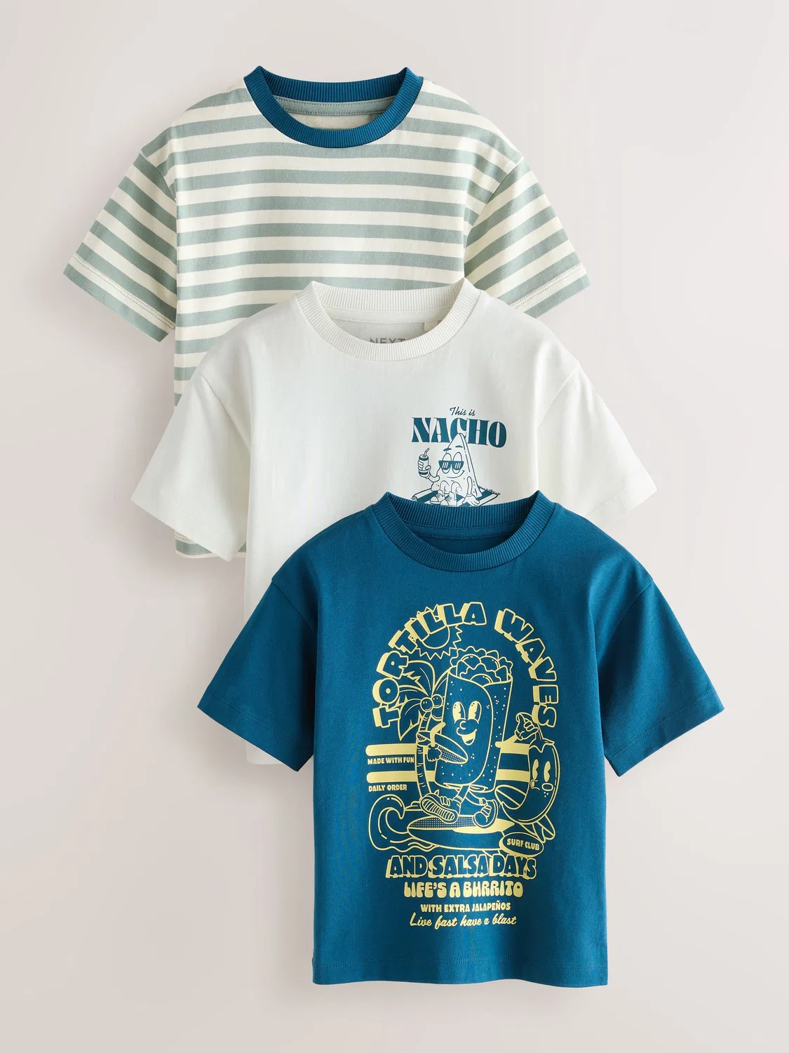 Футболка с графическим принтом, 3 шт., Blue Food Stripe Next, синий