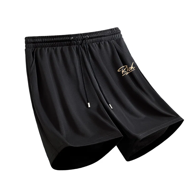 Детские шорты быстросохнущие с сетчатым материалом MINISO, Black With Gold Sparkling Pants Logo