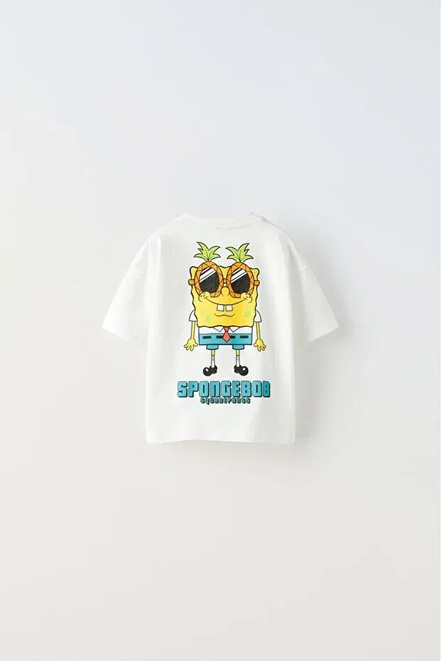 Детская футболка для мальчиков с принтом Spongebob printed The Champ Clothing, White — фото 3