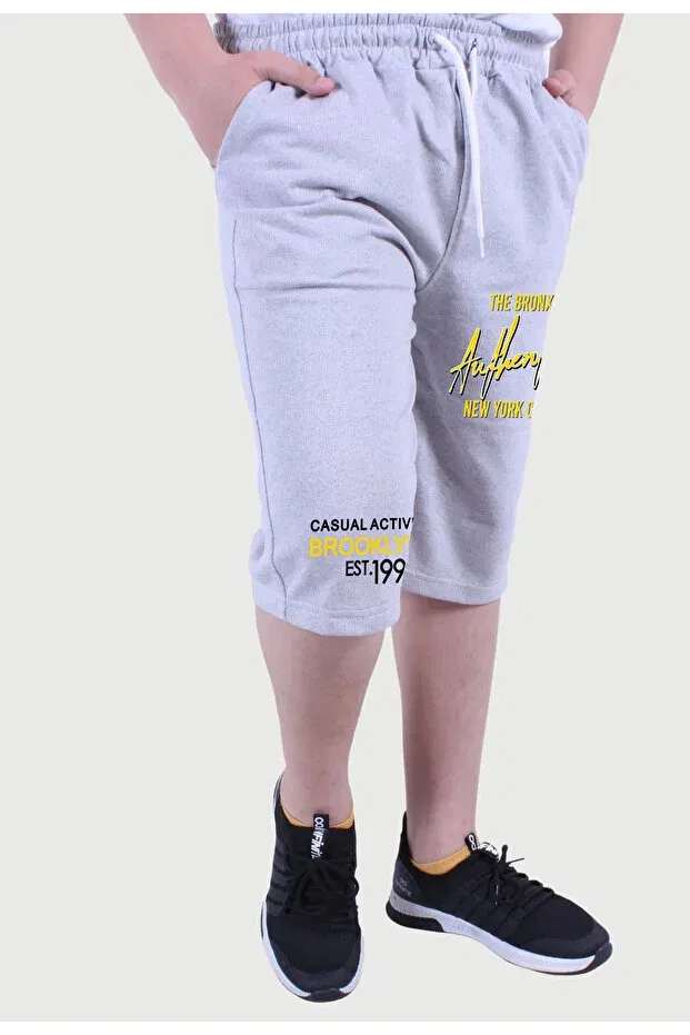 Детские шорты для мальчиков с принтом Authentic broklyn printed Fyk Kids, Gri — фото 3