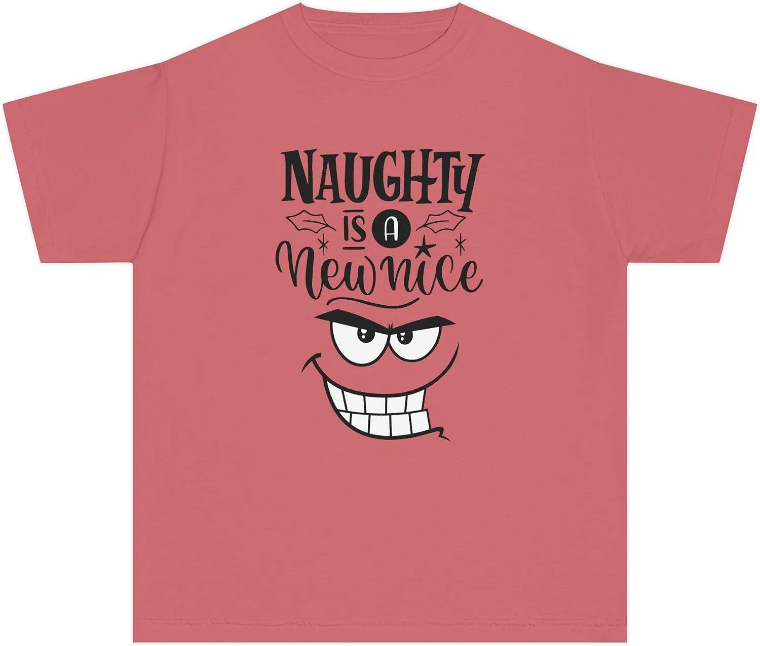 Женская футболка с принтом Naughty or Nice Face Design, арбузный