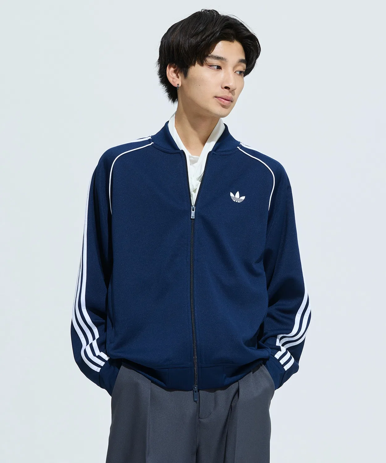 Мужская куртка-трактор с молнией, свободного кроя, модель SST Adicolor Classic Adidas Originals, Blue