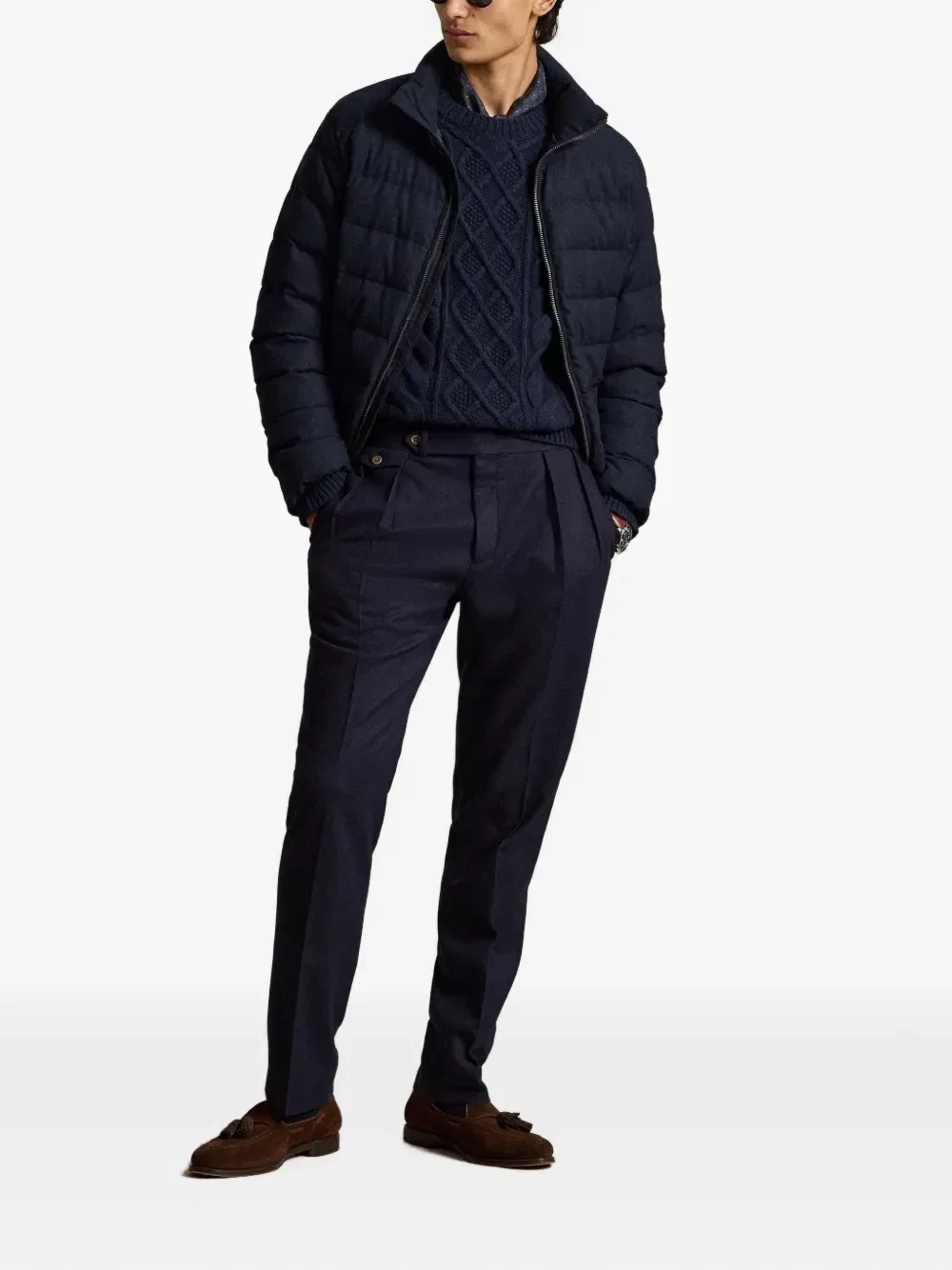 Брюки-костюм из шерстяной фланели POLO RALPH LAUREN, синий — фото 2
