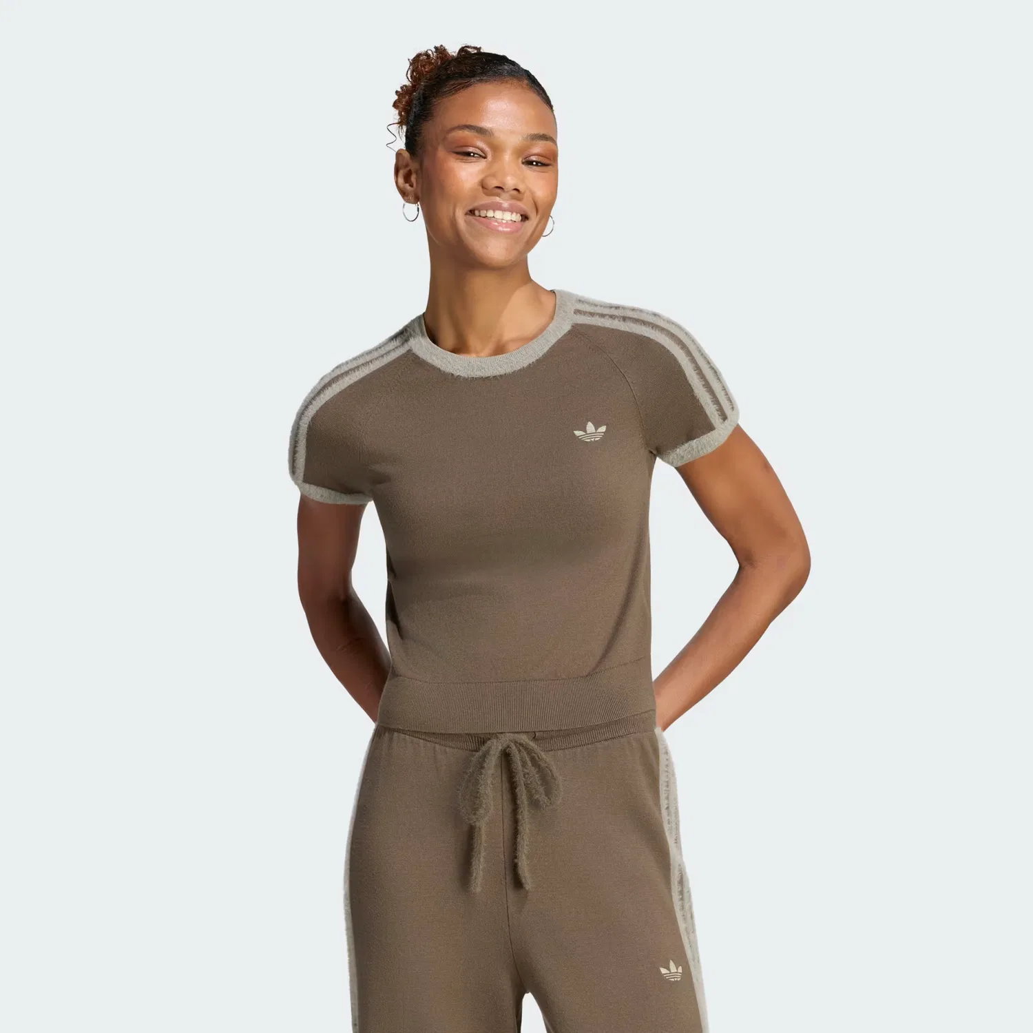 Женская футболка с круглым вырезом Knitted Tee Adidas Originals, Branch/Silver Pebble