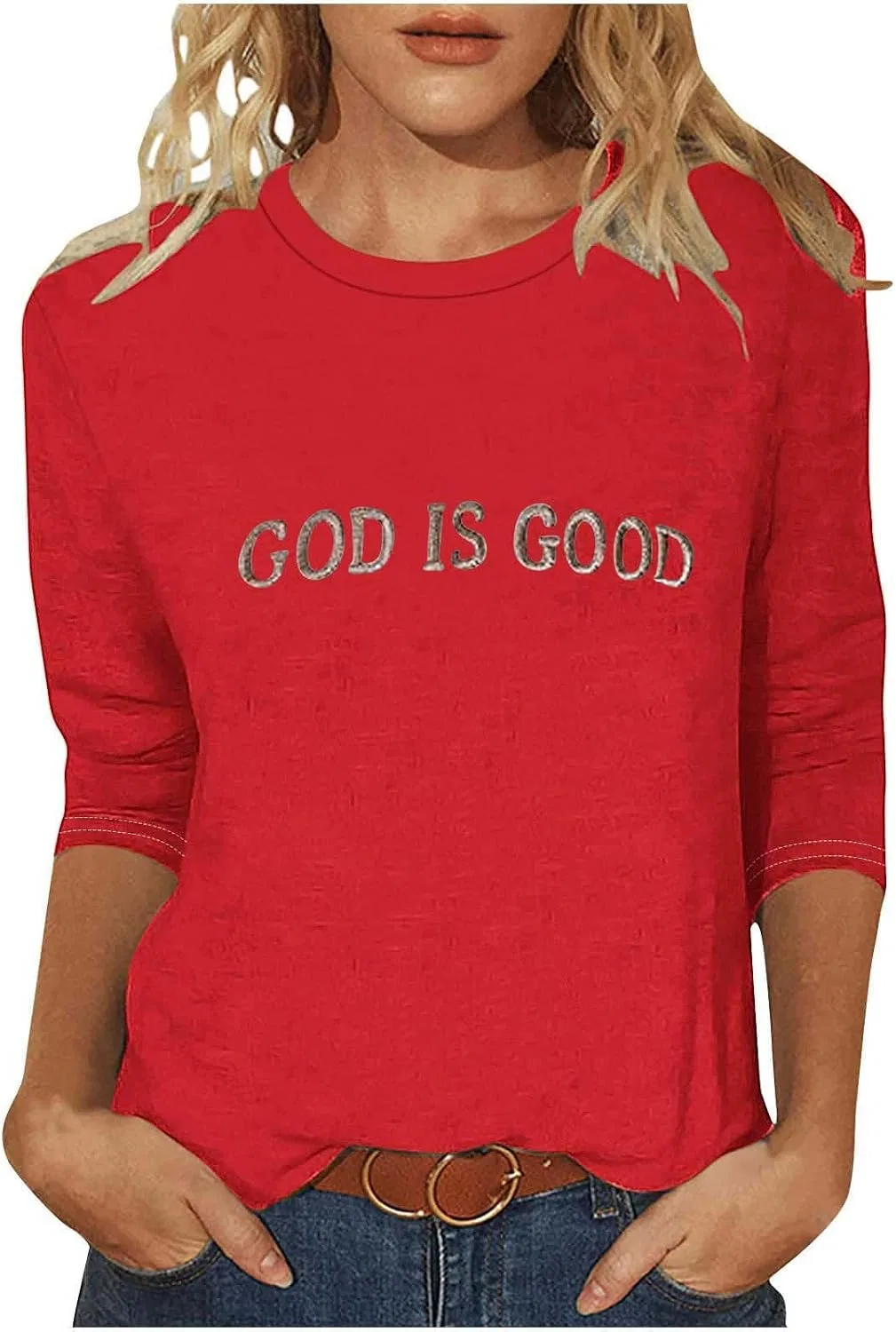 Женская футболка с длинным рукавом God is Good, красный