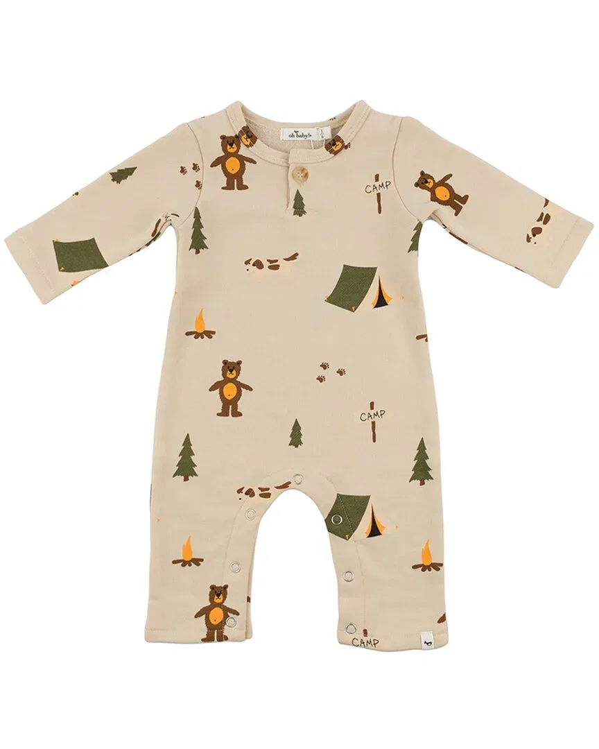 Детский боди-комбинезон с принтом Camping Print oh baby!, коричневый — фото 2