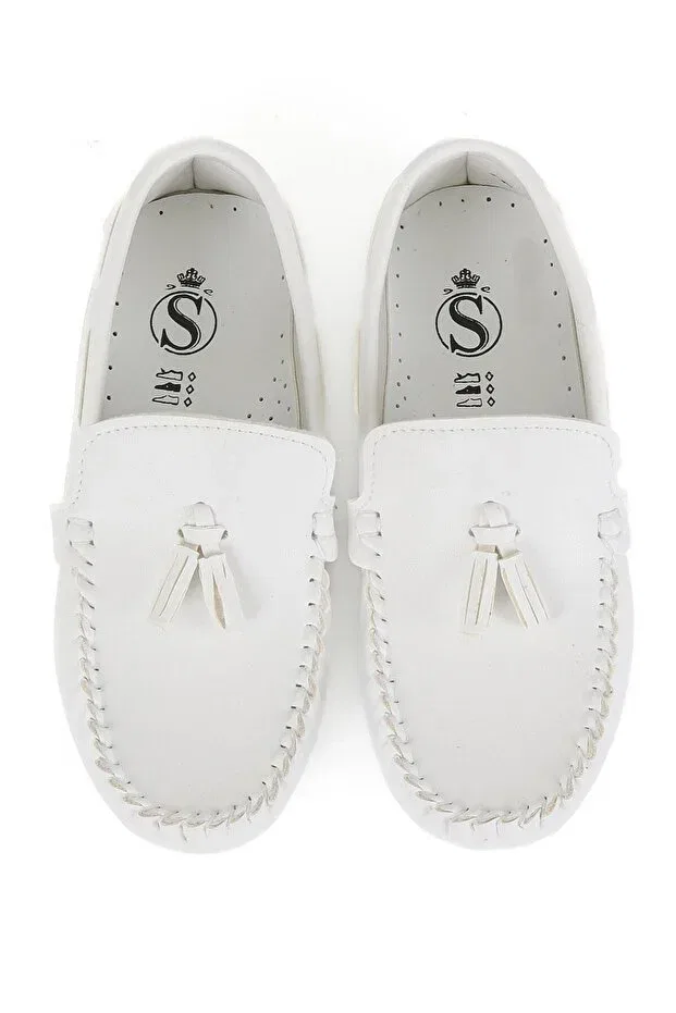 Детские лоферы для мальчиков без шнуровки Sirri, White