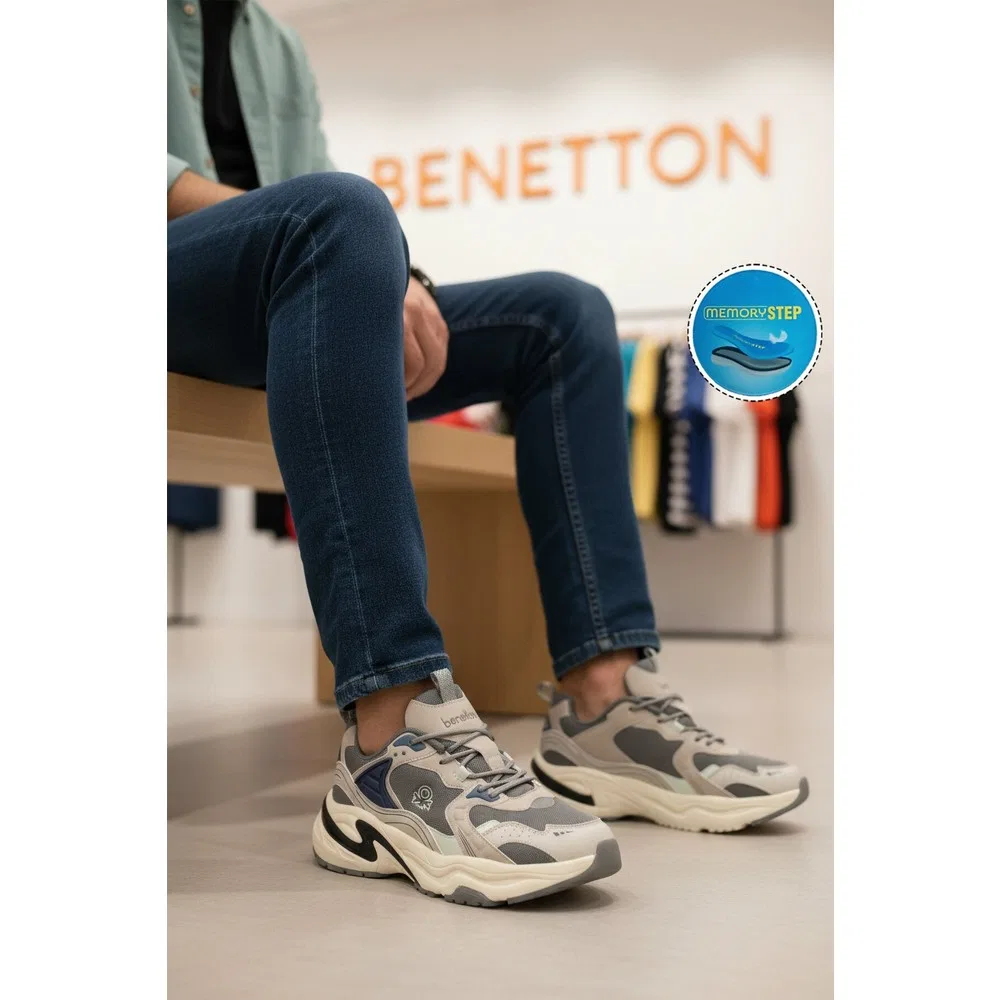 Детские спортивные кроссовки на шнуровке, серые, BNI-12089 M United Colors Of Benetton — фото 3