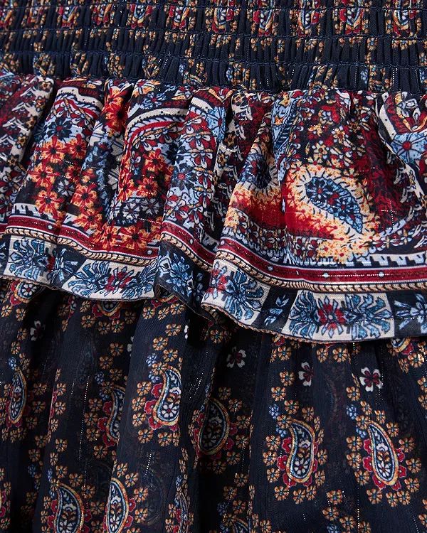 Детская юбка для девочек с воланами Aqua, Navy Paisley — фото 3
