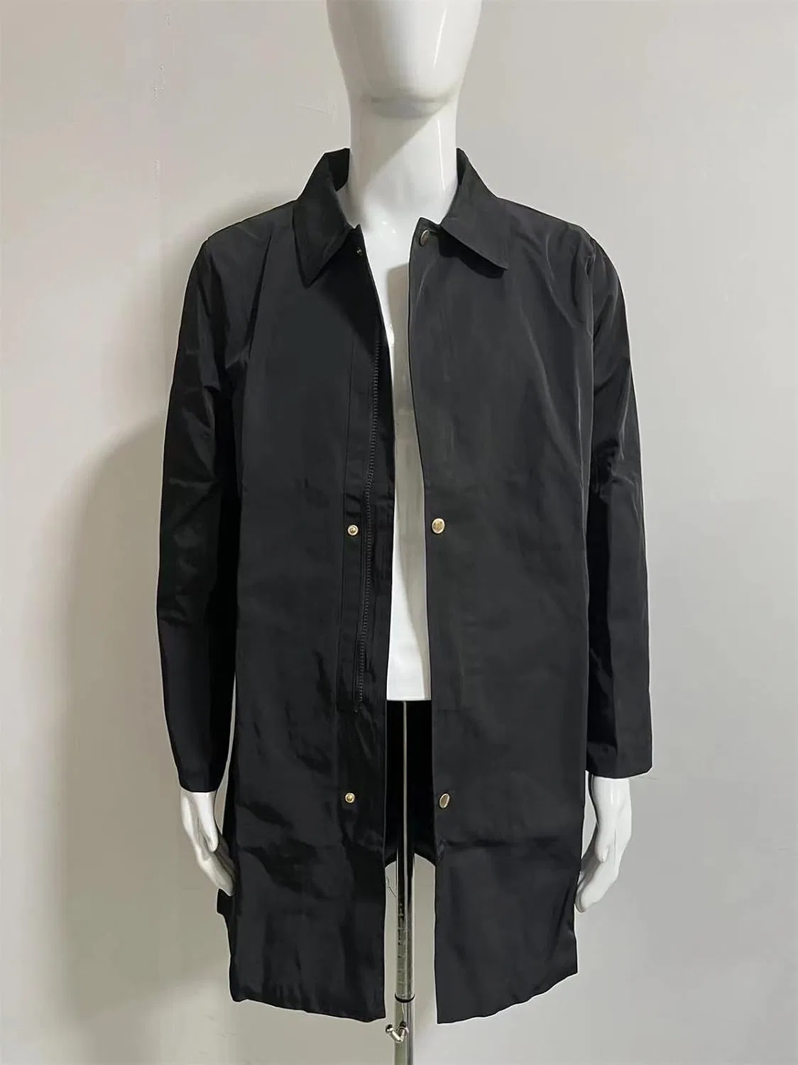 Мужское пальто-тренч с длинным рукавом, однобортное, с отложным воротником, slim fit — фото 2