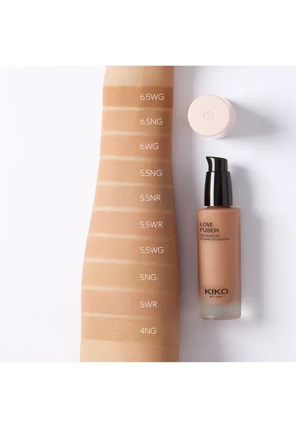 Тональный крем Love Fusion 24h Moisture Radiant Foundation - тональный крем 30 мл Kiko Milano, цвет 5.5 warm rose — фото 4