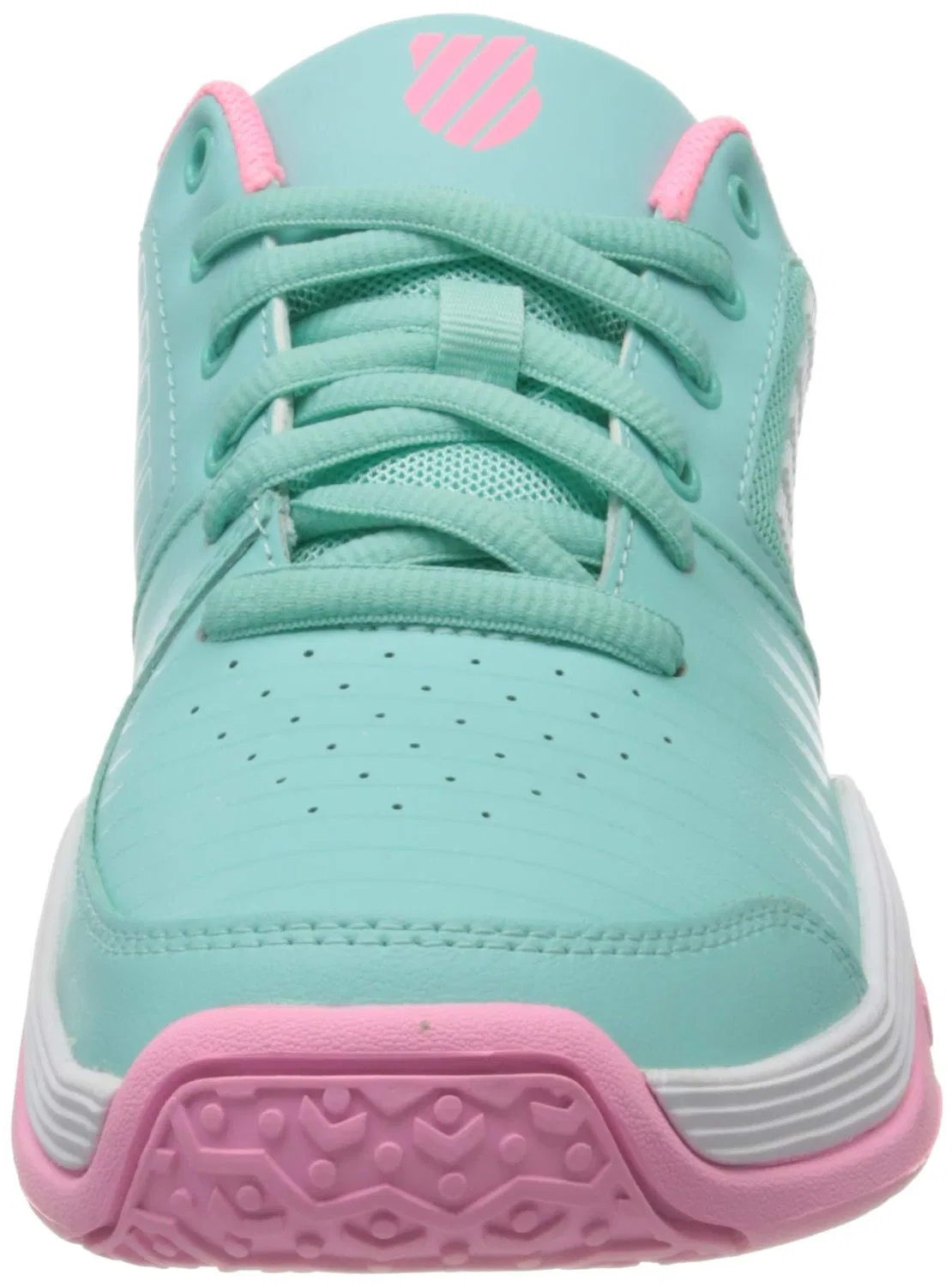 Детские теннисные туфли для девочек Court Express Omni K-Swiss, Blue Aruba Blue Soft Neon Pink White 437 — фото 2