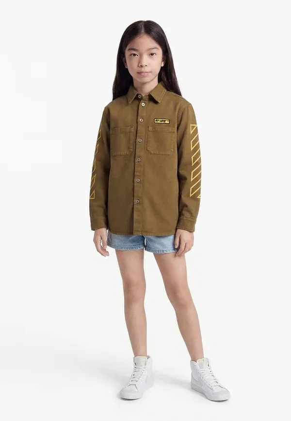 Блуза Logo patch diag button down Off-White, оливковый