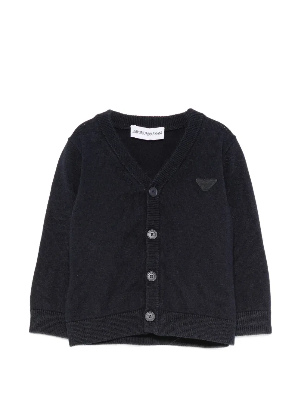 Кардиган с V-образным вырезом и нашивкой-логотипом Emporio Armani Kids, синий