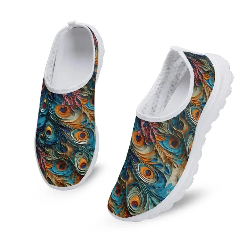 Детские кроссовки для девочек с принтом Snowflake Butterfly Ethnic Pattern Kuiaobaty, Colore Pavone