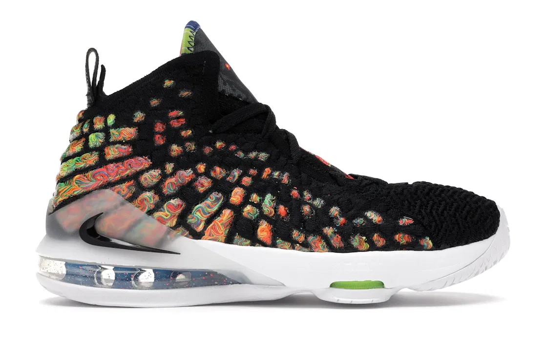 Детские кроссовки для мальчиков баскетбольные Nike LeBron 17, Black/Black-Multi-Color