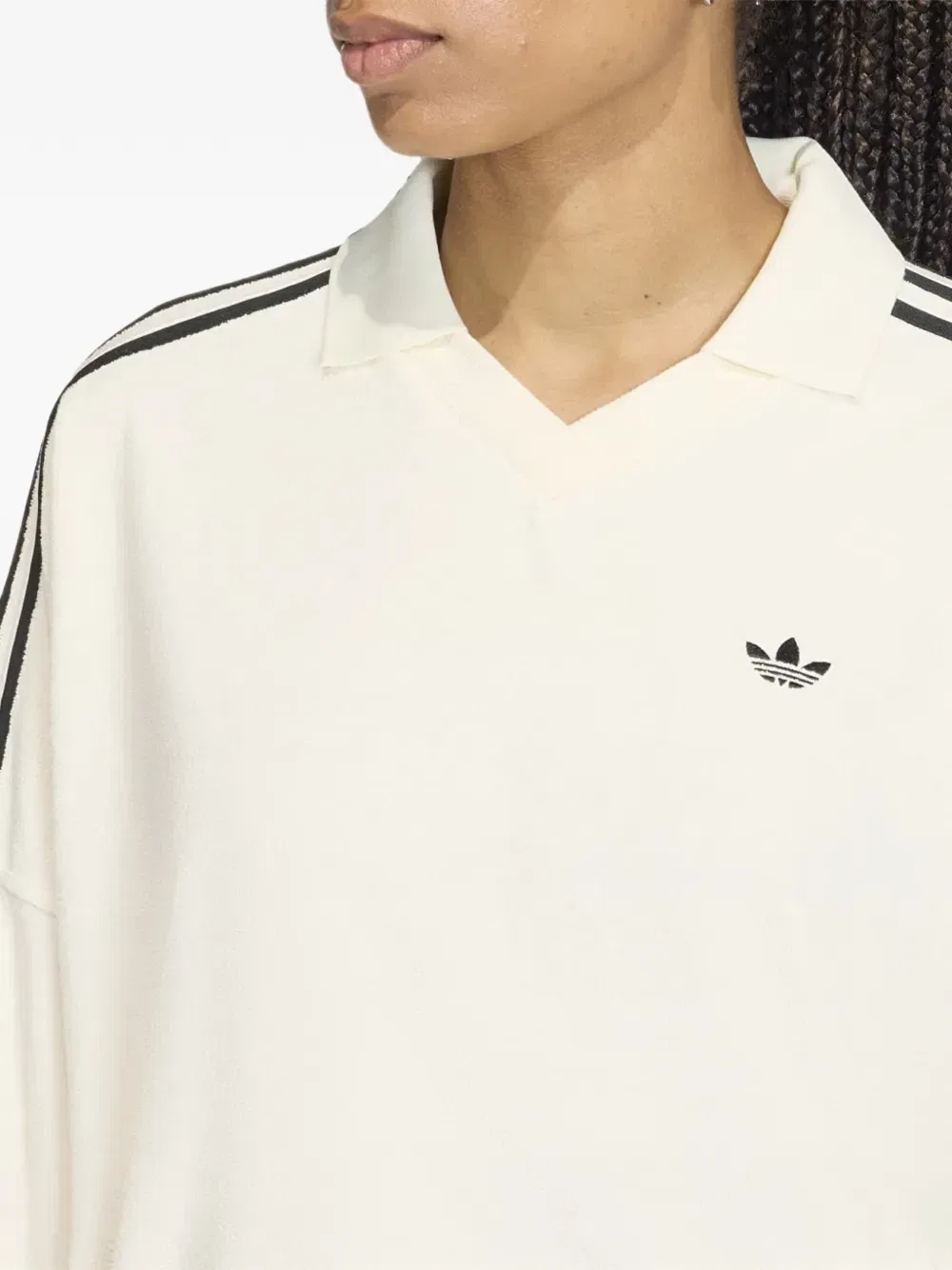 Махровая рубашка поло с V-образным вырезом Adidas, белый — фото 4