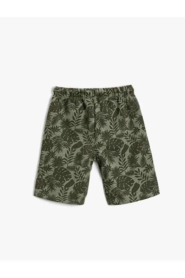 Детские шорты для мальчиков с принтом Palm Tree Patterned Koton, Khaki Patterned — фото 2