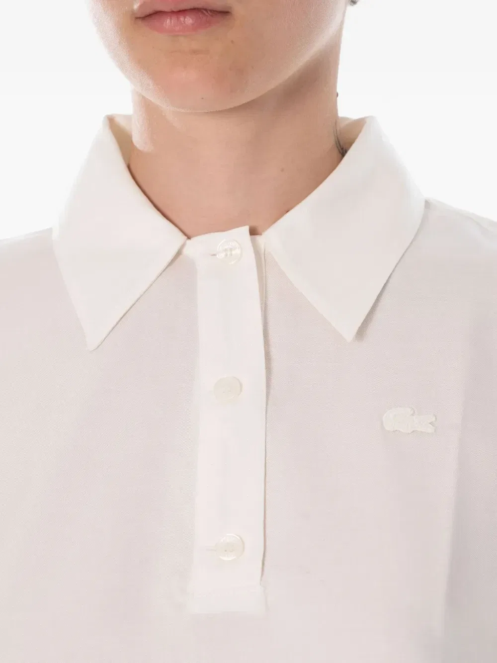 Укороченная рубашка с мережкой Lacoste, белый — фото 4