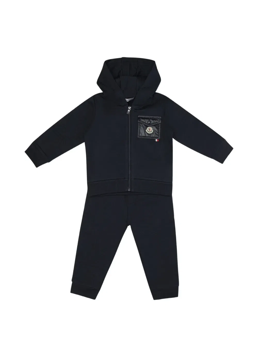 Спортивный костюм с капюшоном и нашивкой-логотипом Moncler Enfant, синий