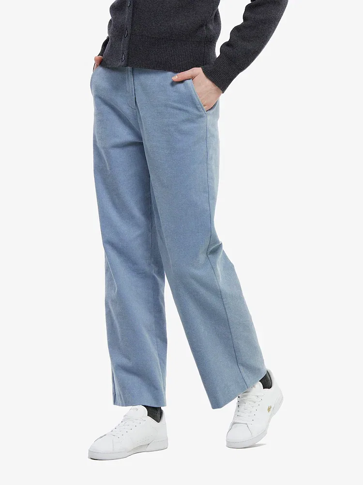 Штаны LACOSTE полуширокие вельветовые, Sky Blue — фото 2