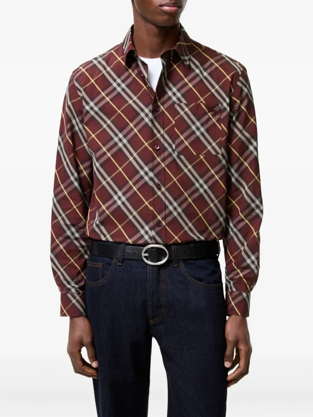 Рубашка в клетку Burberry, красный — фото 2