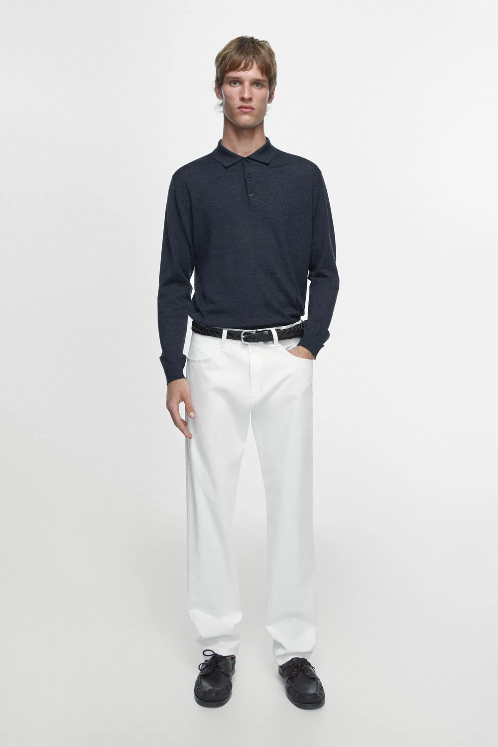 Узкие брюки с эффектом джинсовой ткани Massimo Dutti, белый