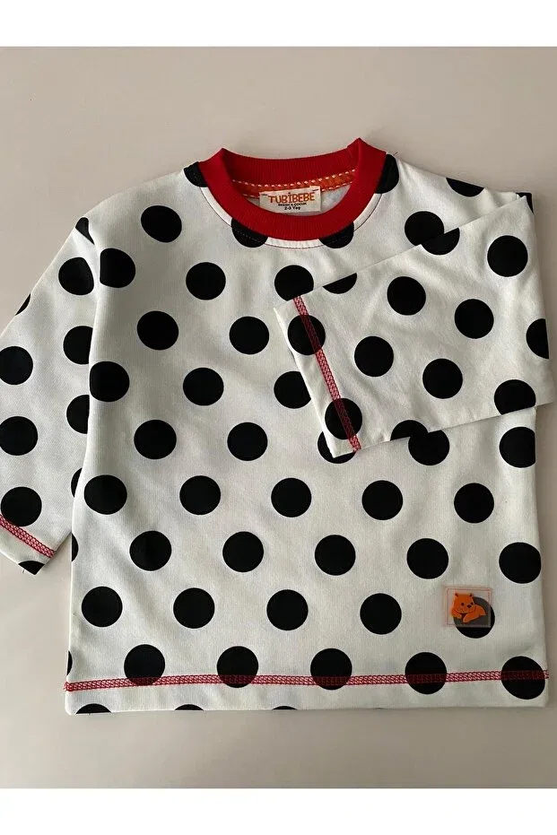 Детская футболка оверсайз с принтом в горошек Tubibebe, White — фото 2