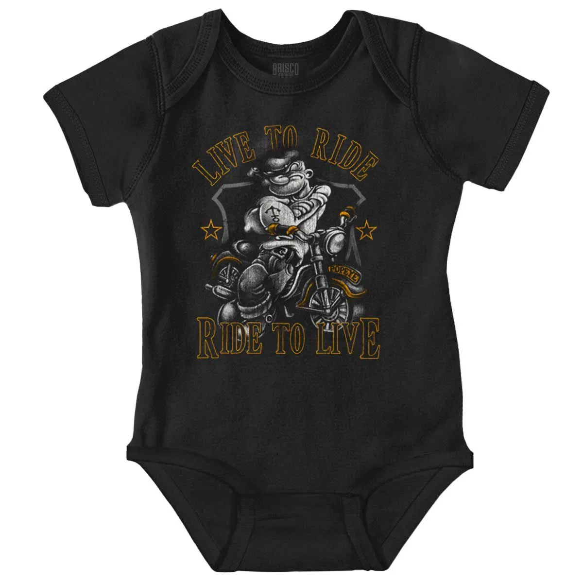 Детское боди для мальчиков с принтом Popeye Biker Live To Ride Brisco Brands, Black