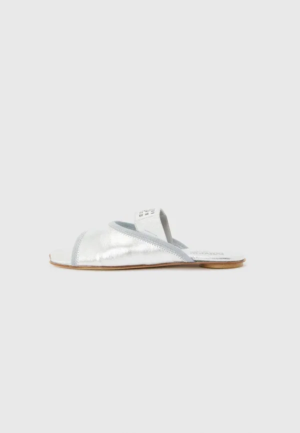 Мюли кожаные Mm6 Maison Margiela, серебристый