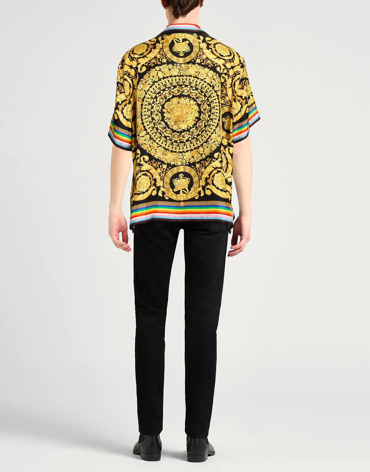 Мужская рубашка регулярного кроя с принтом Versace, черный — фото 3