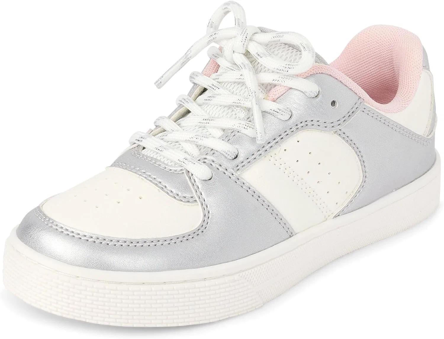 Детские кеды для девочек на шнуровке The Children's Place, Silver Colorblock