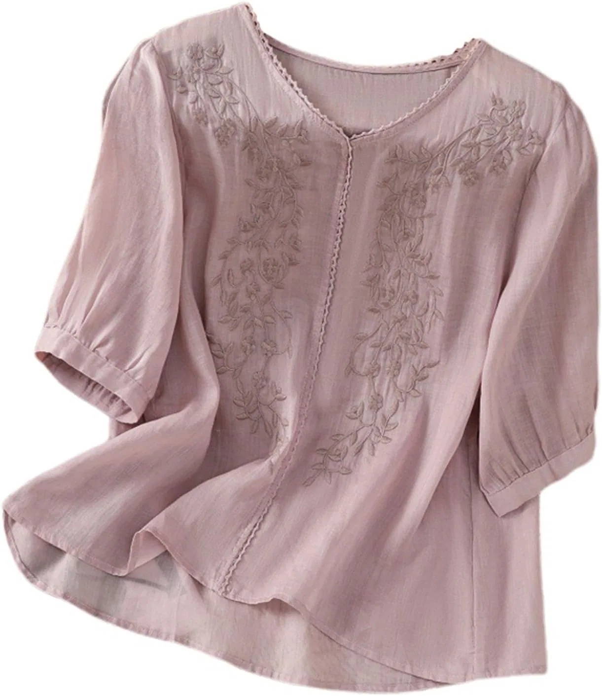 Женская туника с вышивкой и коротким рукавом, модель Vintage Dressy, фиолетовый