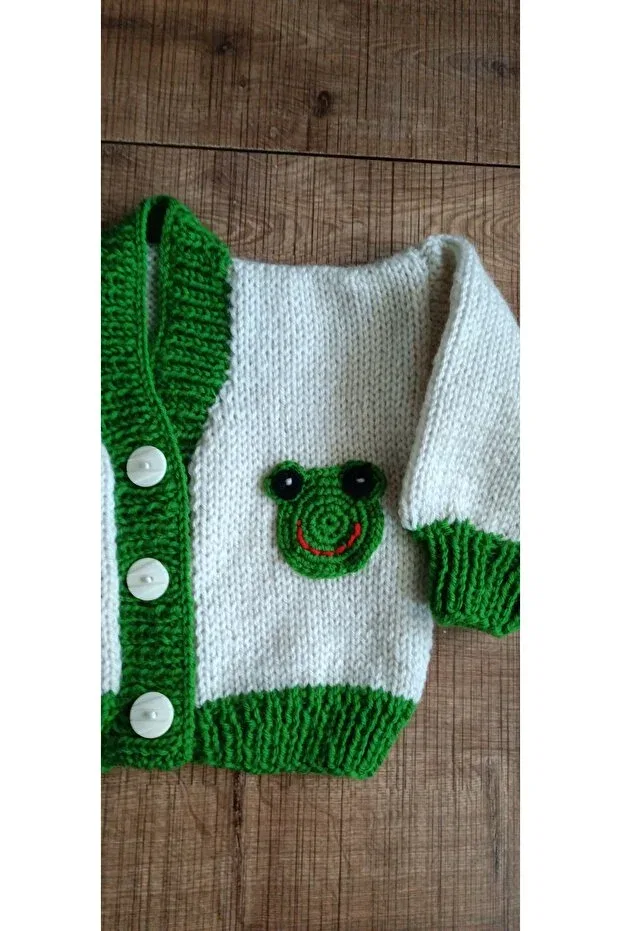 Детский кардиган ручной вязки El Örgüsü Cici Bebe, Green — фото 2