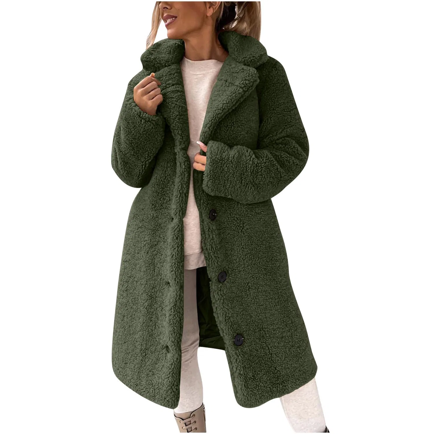 Женская флисовая куртка на пуговицах, A22 Verde militare