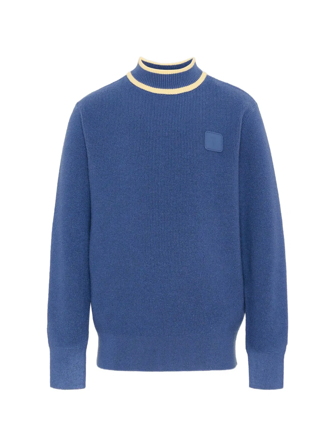 Свитер в рубчик с нашивкой-логотипом Trussardi Junior, синий