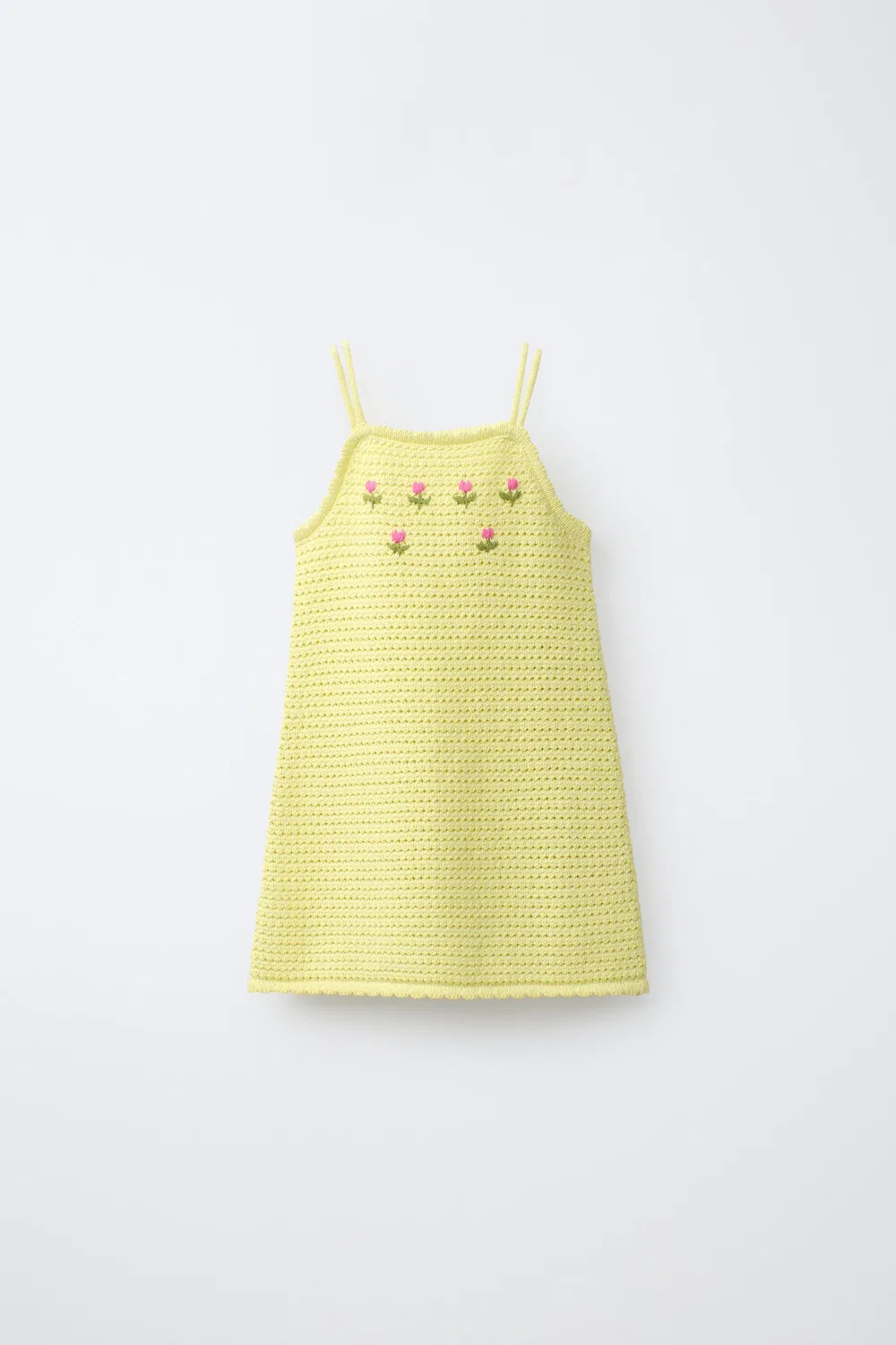 Вязаное платье с вышитыми цветами ZARA, Lime