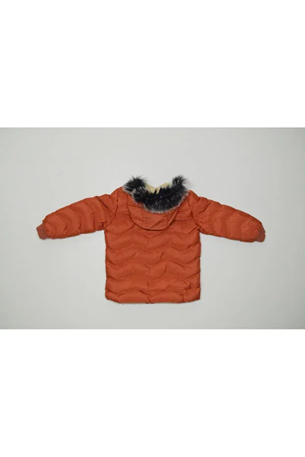 Детское пальто для девочек зимнее утепленное с капюшоном и поясом Baby Slon Kids Clup, Tile-Clad — фото 3
