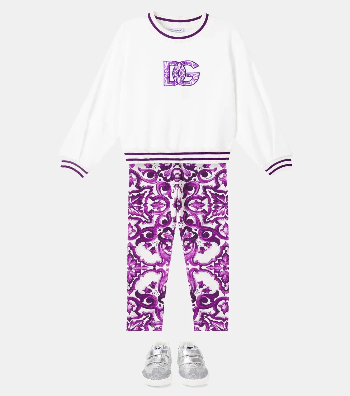 Толстовка из хлопкового джерси DG Majolica Dolce&Gabbana Kids, белый — фото 2