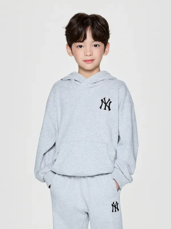 Худи с логотипом, базовая модель, Mlb Kids, светло-серый меланж — фото 4