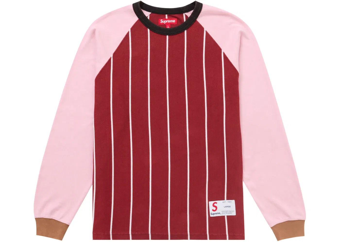 Мужской лонгслив с принтом Supreme Stripe Raglan Top Supreme, Maroon — фото 2