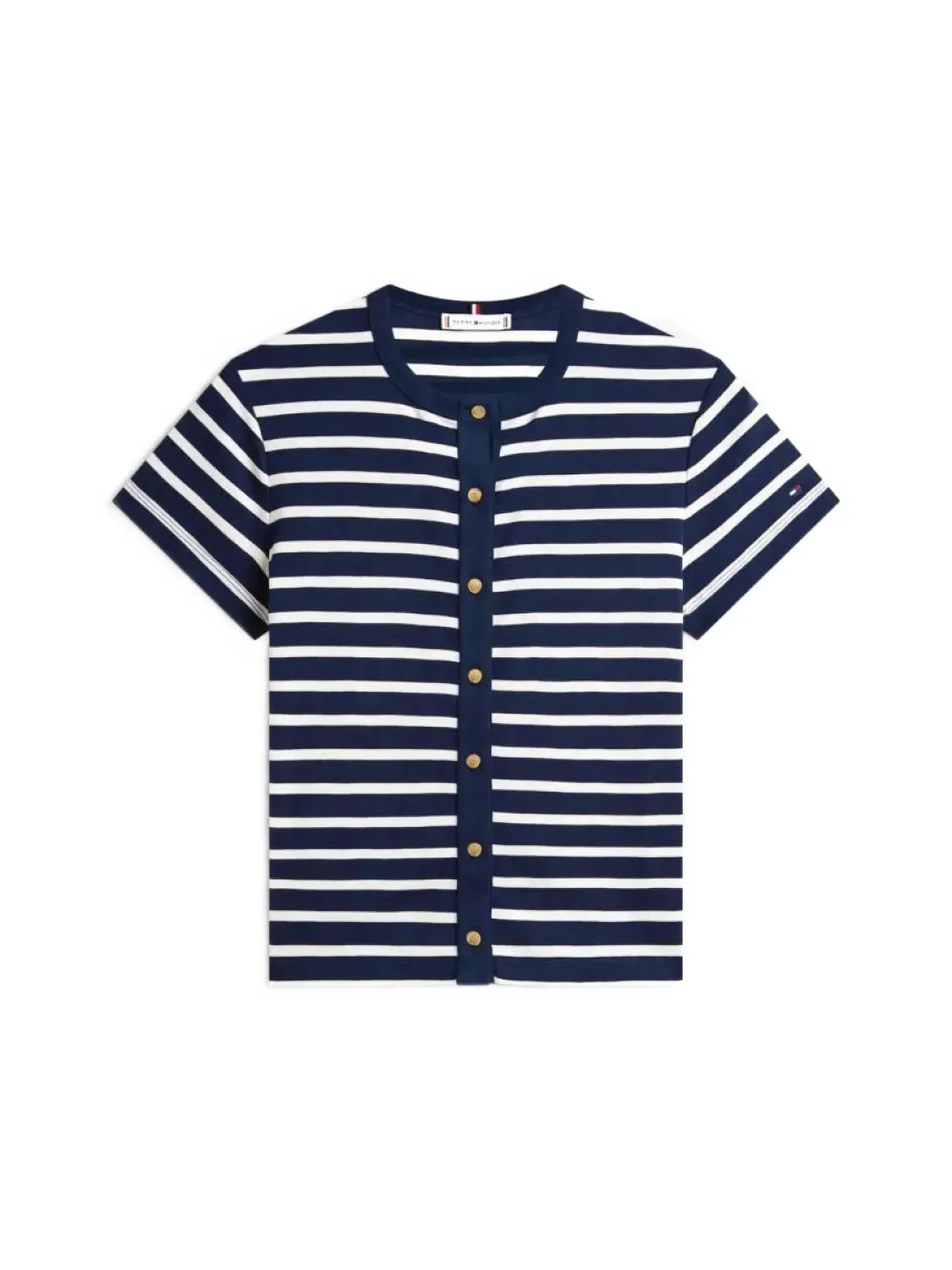 Полосатая футболка на пуговицах Tommy Hilfiger, синий — фото 2