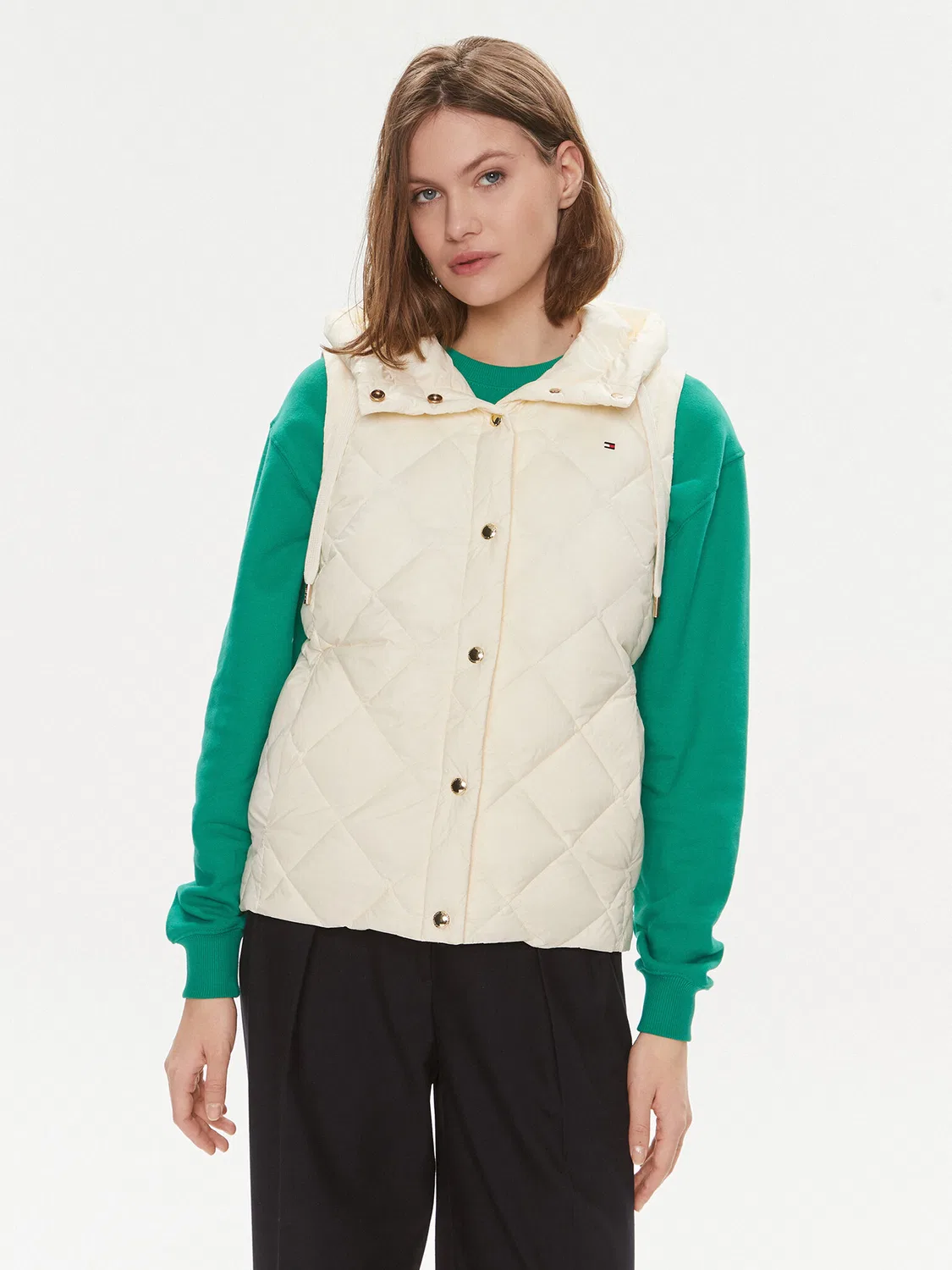 Женский жилет цвета экрю стандартного кроя Classic Tommy Hilfiger, кремовый