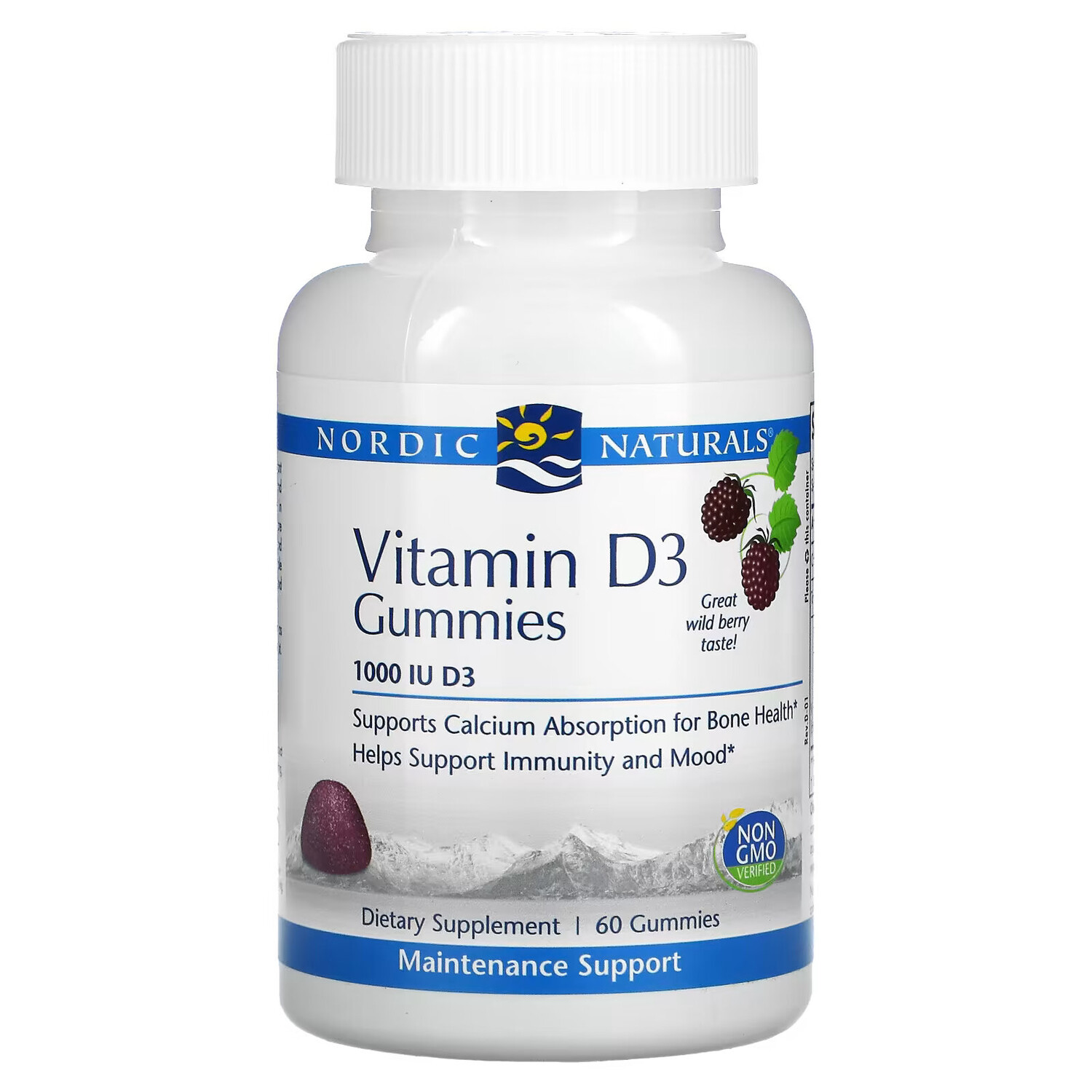 

Nordic Naturals, Витамин D3, вкус лесных ягод, 1000 МЕ, 60 жевательных таблеток