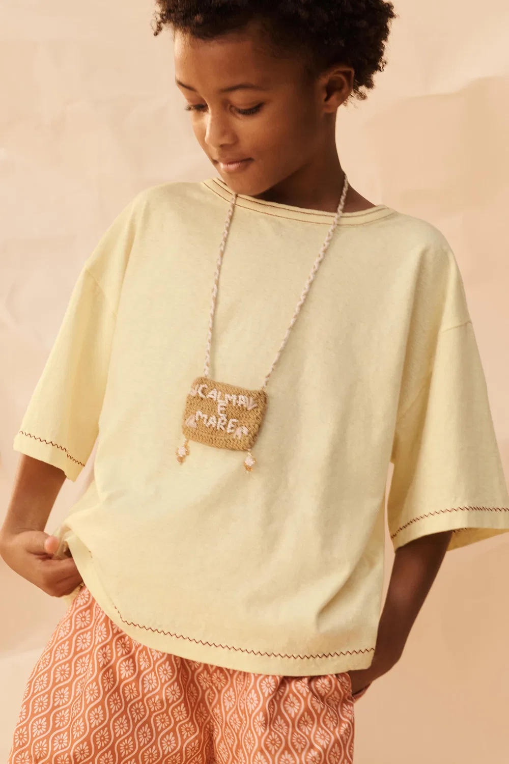 Футболка из хлопка и льна с вышивкой, ограниченная серия ZARA, Vanilla — фото 3