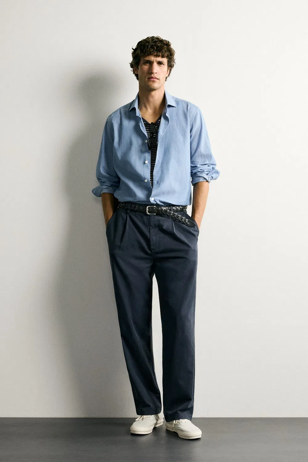 Рубашка из вуали стандартного кроя ZARA, Sky blue